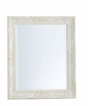 Hvidt spejl facetslebet let barok 54x64cm - Se Hvide spejle